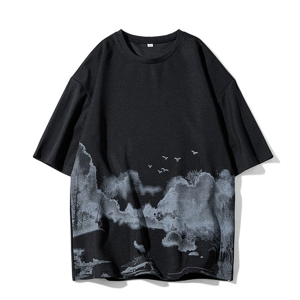 Loose Half Sleeve Round Neck T-shirt