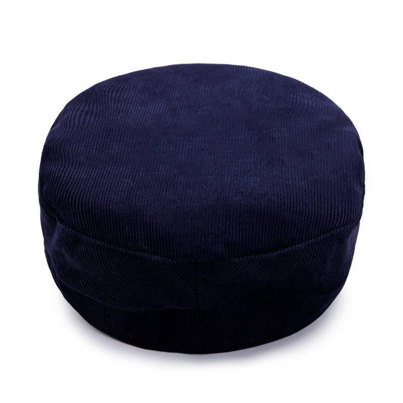 Spring, Summer, Autumn And Winter Navy Hat Women's British Retro Men PU Leather Seal Flat-top Hat