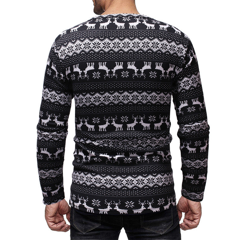 Men's round neck long sleeve T-shirt