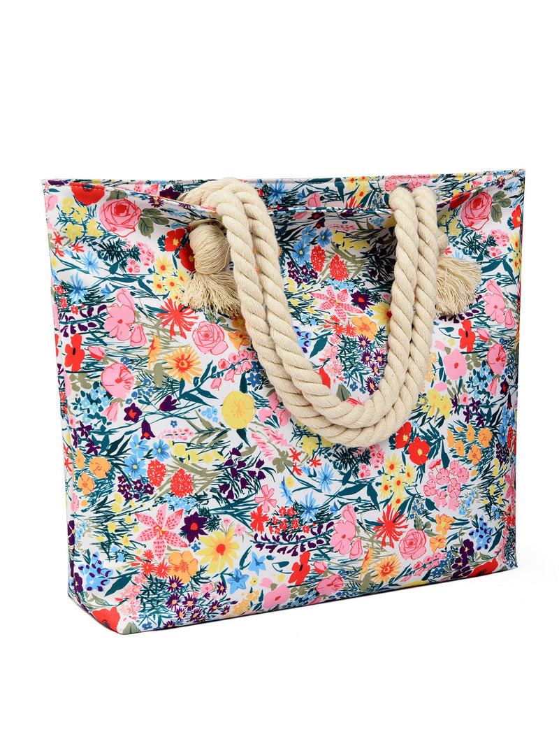 Art Flower Pattern Beach Bags For Women, Beach Bag Tote Waterproof Sandproof, Beach Bags For Women