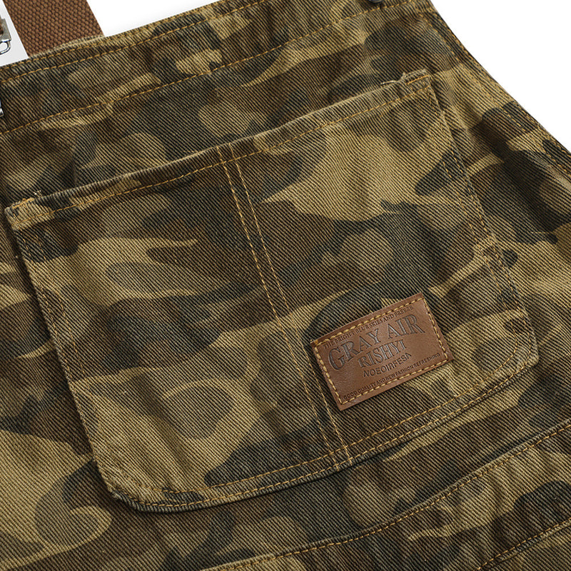 Fashion Camouflage Workwear Suspender Pants Men