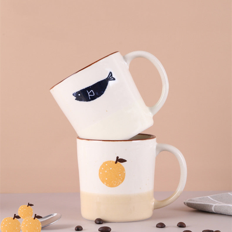Hand-made Ceramic Yuzu Fish Pattern Coffee Mug