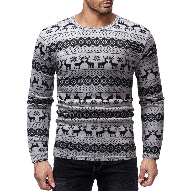 Men's round neck long sleeve T-shirt
