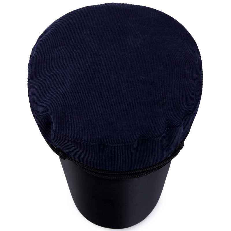 Spring, Summer, Autumn And Winter Navy Hat Women's British Retro Men PU Leather Seal Flat-top Hat