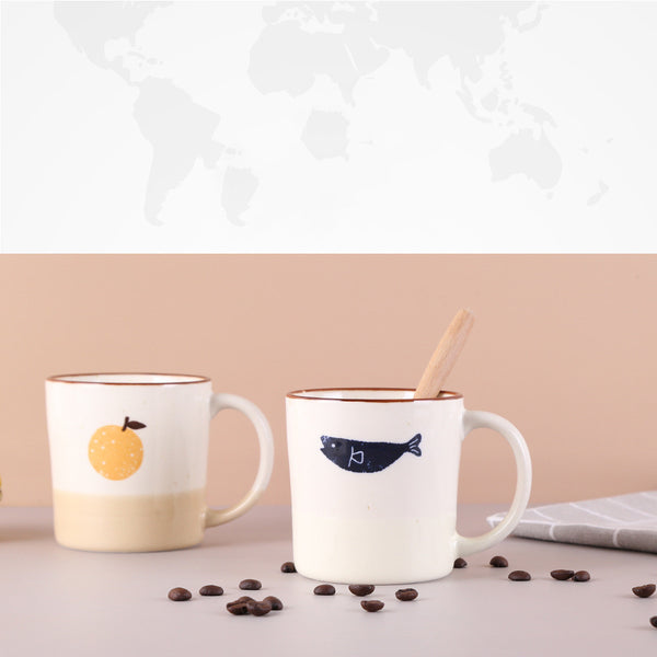 Hand-made Ceramic Yuzu Fish Pattern Coffee Mug
