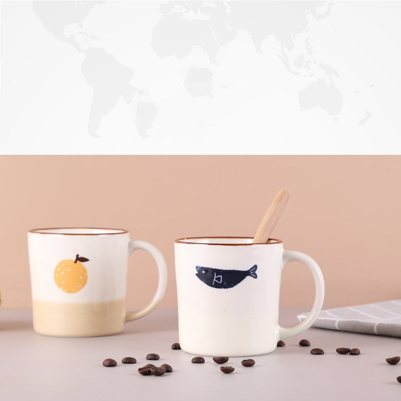 Hand-made Ceramic Yuzu Fish Pattern Coffee Mug